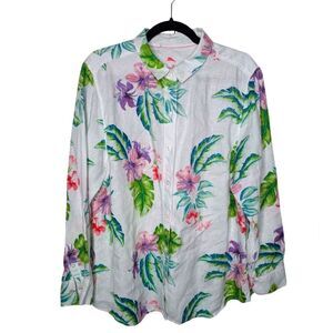 Tommy Bahama Linen Floral Button Down Shirt sz XL